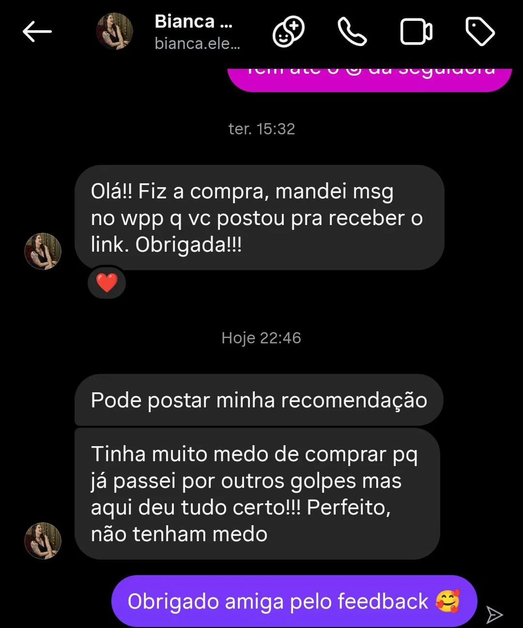 Depoimento de cliente